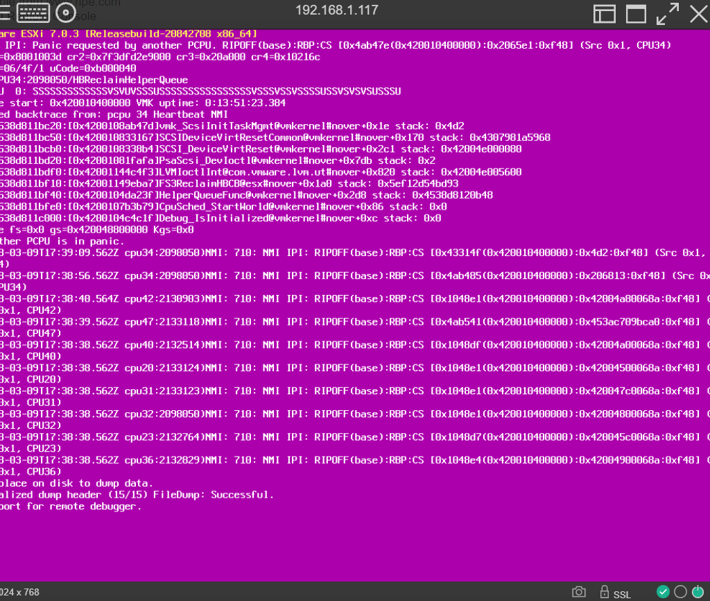 ESXi 7.0.3 purple screen